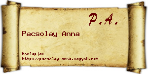 Pacsolay Anna névjegykártya